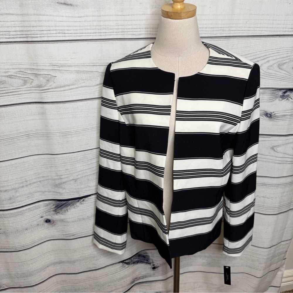 Black and White Striped Women's Jacket